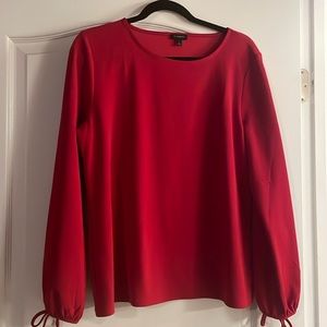 Talbots red pullover blouse with sleeve ties
